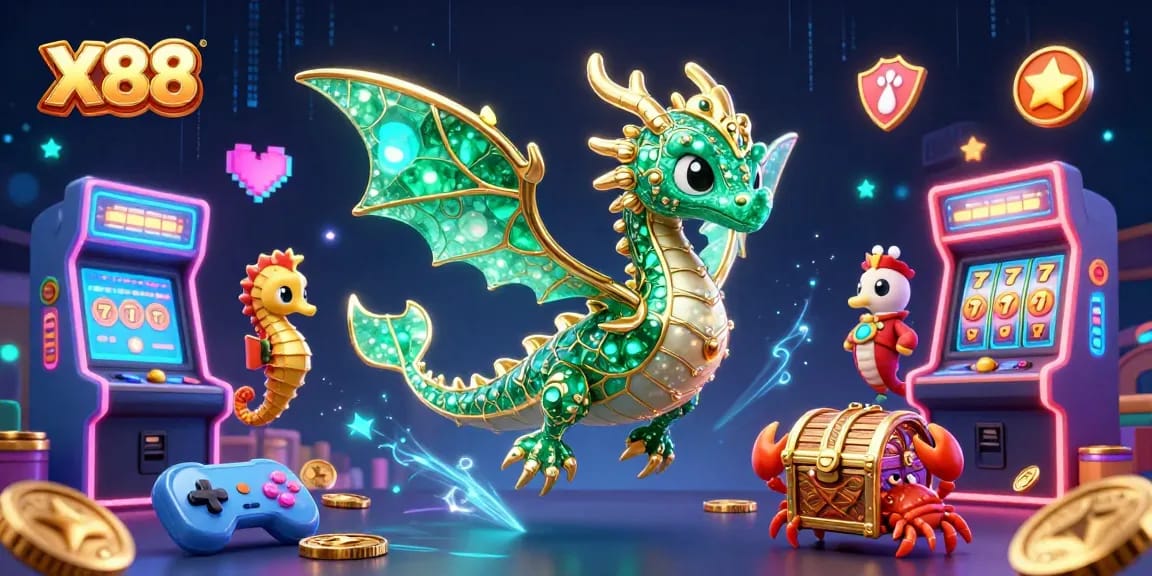 Experience thrilling gameplay at X88 Casino with vibrant 3D gaming elements and characters.