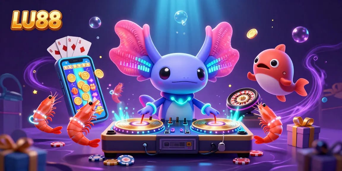 Experience thrilling gameplay at LU88 with colorful slot games, underwater characters, and vibrant casino elements.