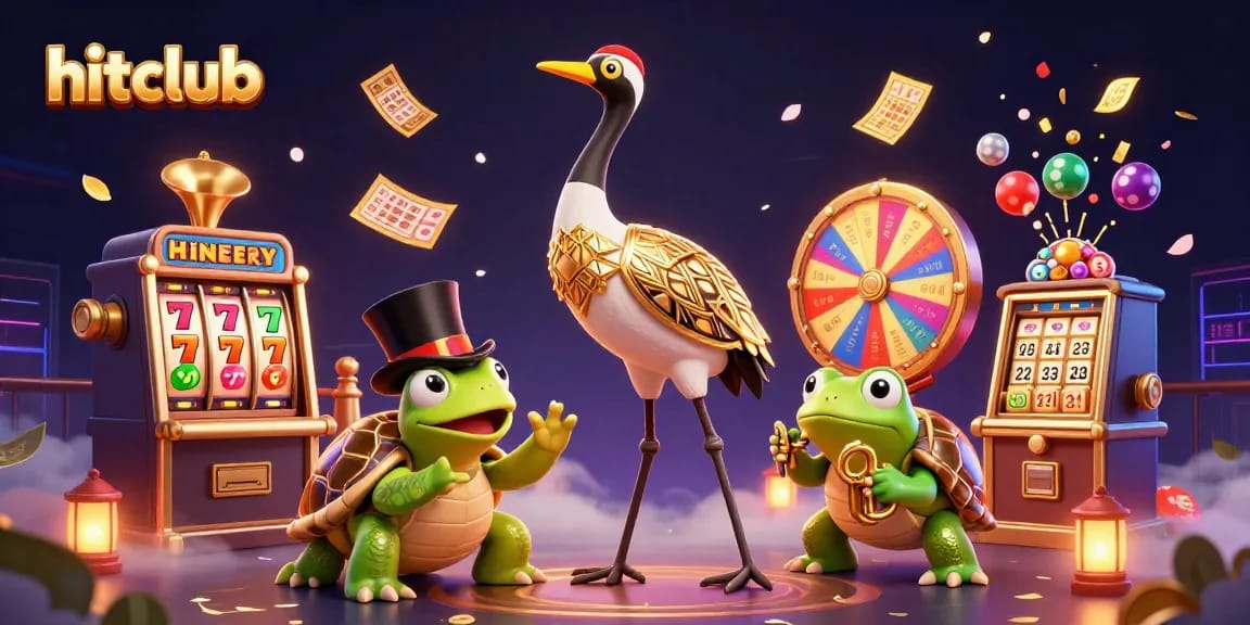 Hitclub showcases an exciting casino experience with vibrant slot machines and dynamic game elements in 3D.