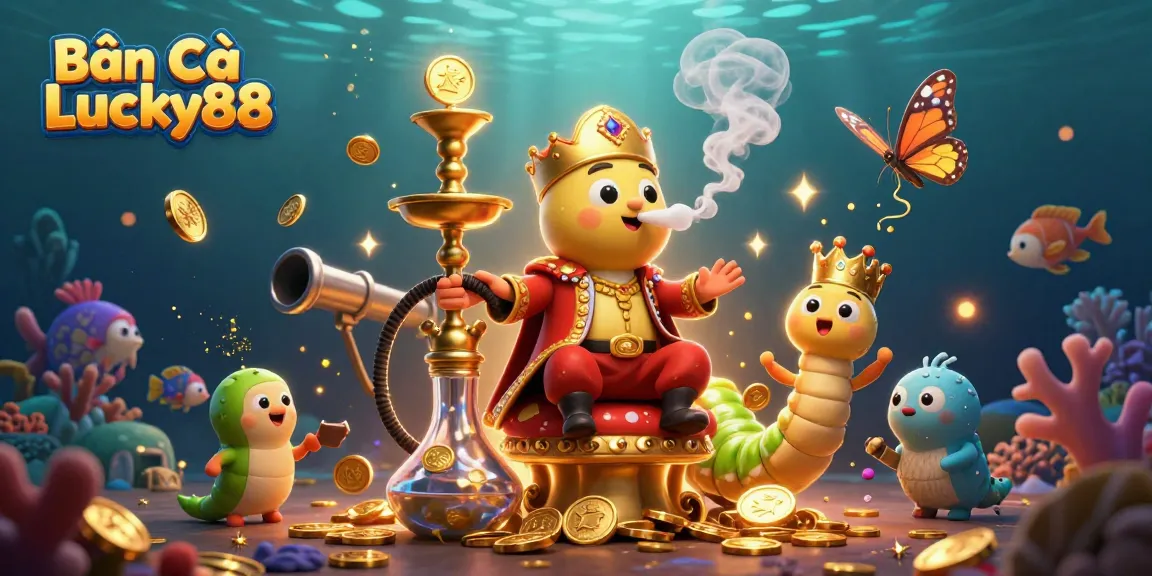 Bắn Cá Lucky88 showcases a vivid underwater scene with sea creatures, emphasizing engaging gameplay elements in a casino setting.