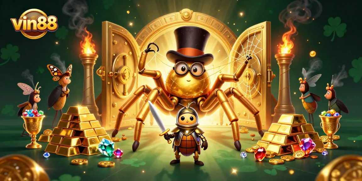 Spin big wins with vin88 at the ultra-detailed 3D casino illustration featuring dynamic game elements and characters.