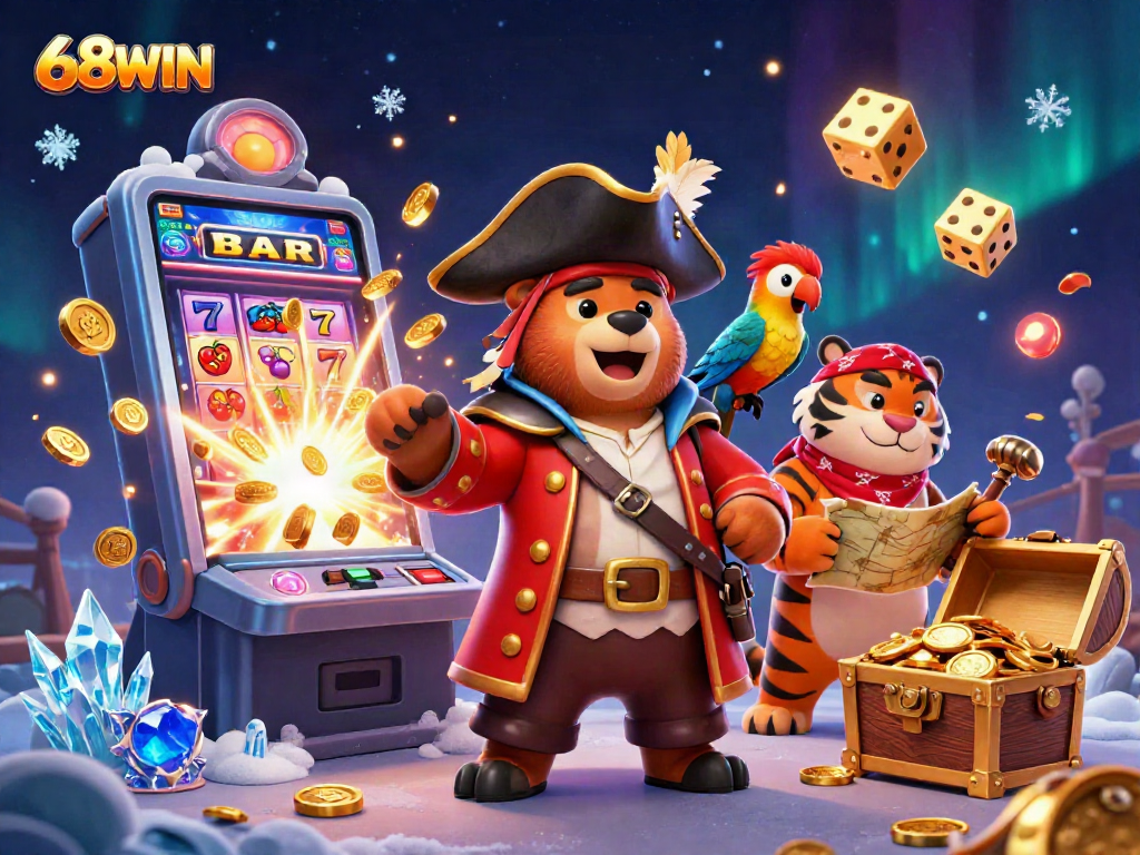 Experience the thrill of 68WIN with vibrant 3D casino adventures in this dynamic scene.