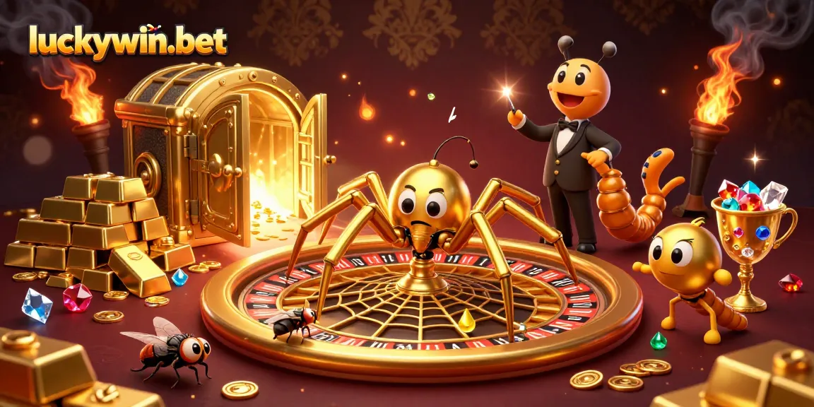Engage in thrilling fun at luckywin-bet with a dynamic casino scene featuring gaming elements.