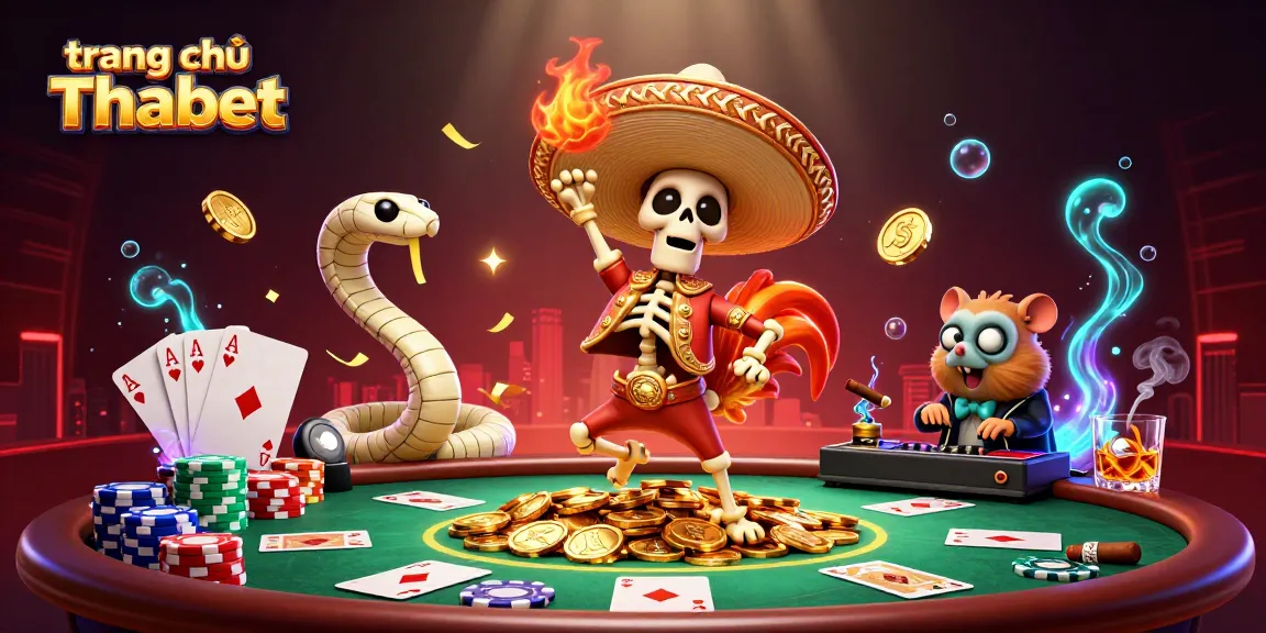 Experience thrilling victories on trang chủ Thabet with a colorful casino scene featuring engaging characters.