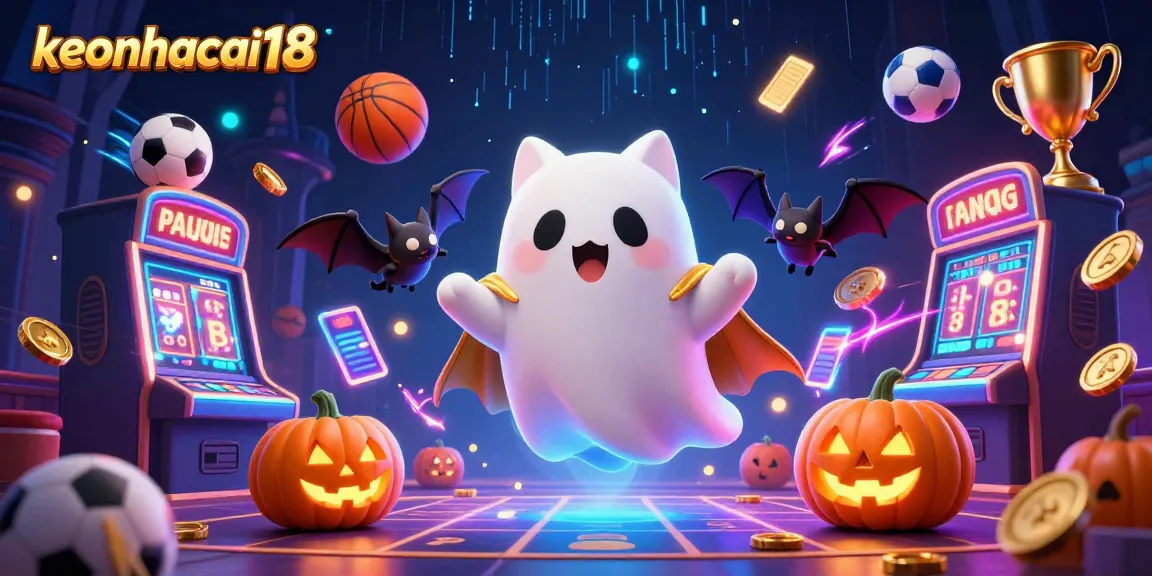 Engaging illustration showcasing keonhacai18 with vibrant characters and gambling elements in an exciting casino scene.