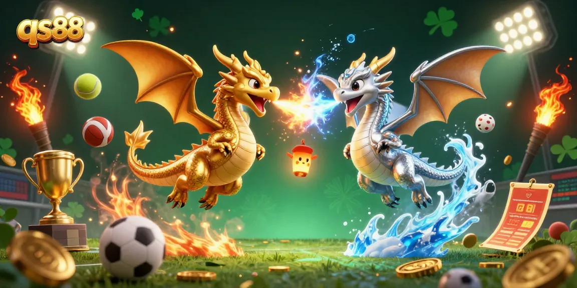 Engage with qs88, featuring dynamic dragons amidst a lively casino atmosphere.