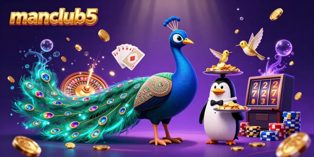 Experience the thrill at manclub5 with this vibrant 3D casino scene featuring animated characters and dynamic elements.