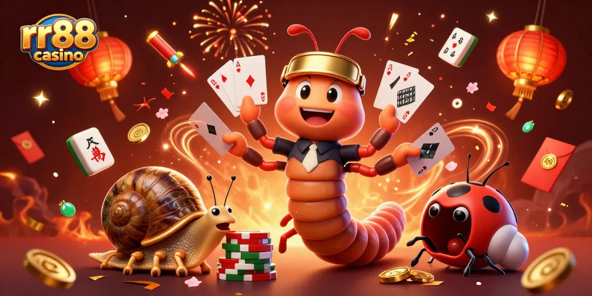 Experience the thrill of rr88 casino with animated characters and festive gambling elements.