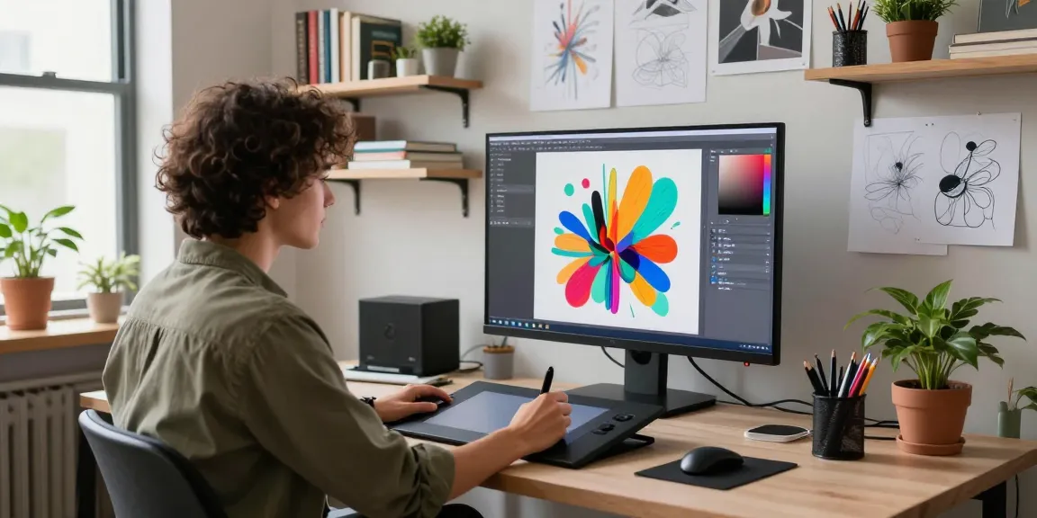 Creating art using nsfw ai technology in a bright studio setting.