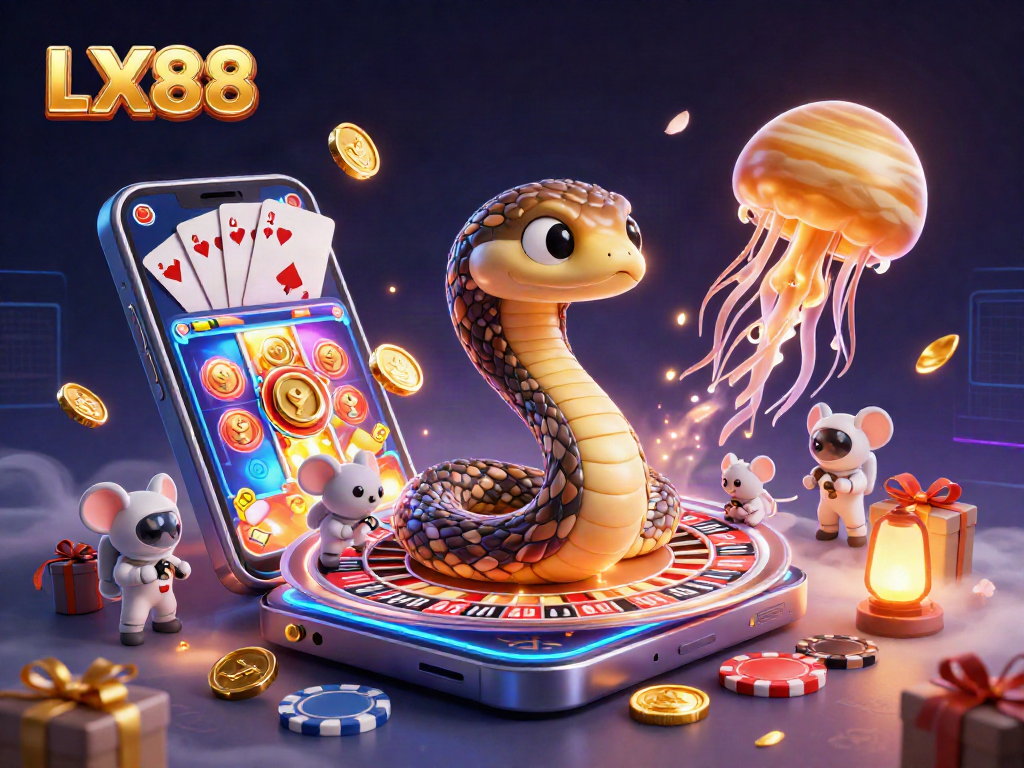 Experience engaging moments with LX88 in this vibrant cosmic casino scene filled with action.