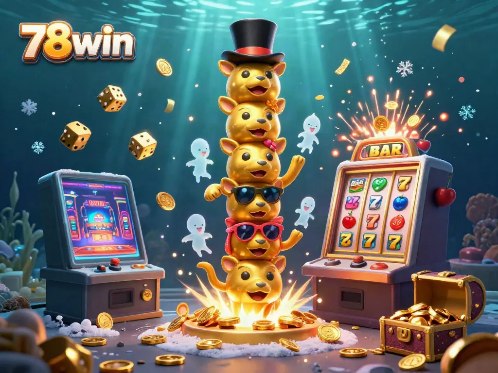 Experience thrilling online gaming with 78win in an exciting, vibrant 3D casino scene.