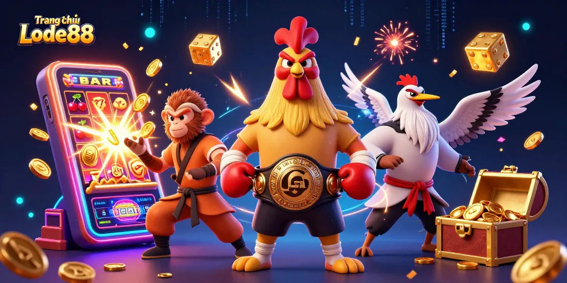 Engage with thrilling games on Trang chủ Lode88 featuring a vibrant casino scene with unique characters.