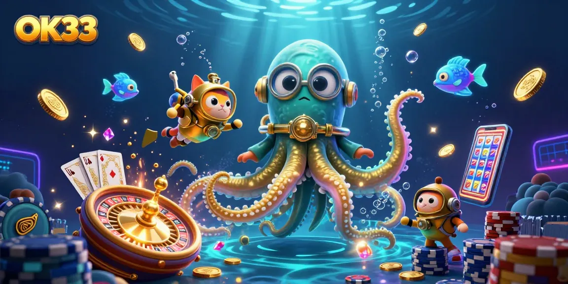 Spin the OK33 roulette as a colossal kraken brings treasure and excitement to your gaming experience.