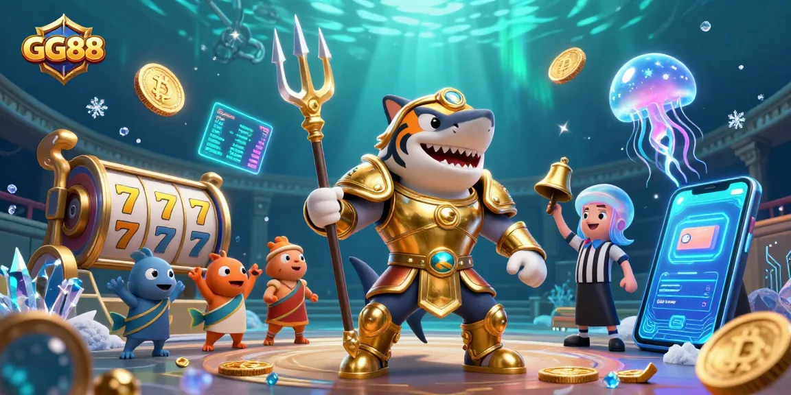Engage with GG88 as you dive into action with a ferocious tiger shark and slot machines.