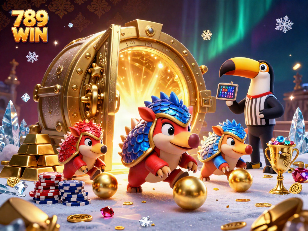 Witness the 789 WIN pangolins in dynamic action, rolling golden balls and bowling through poker chips!