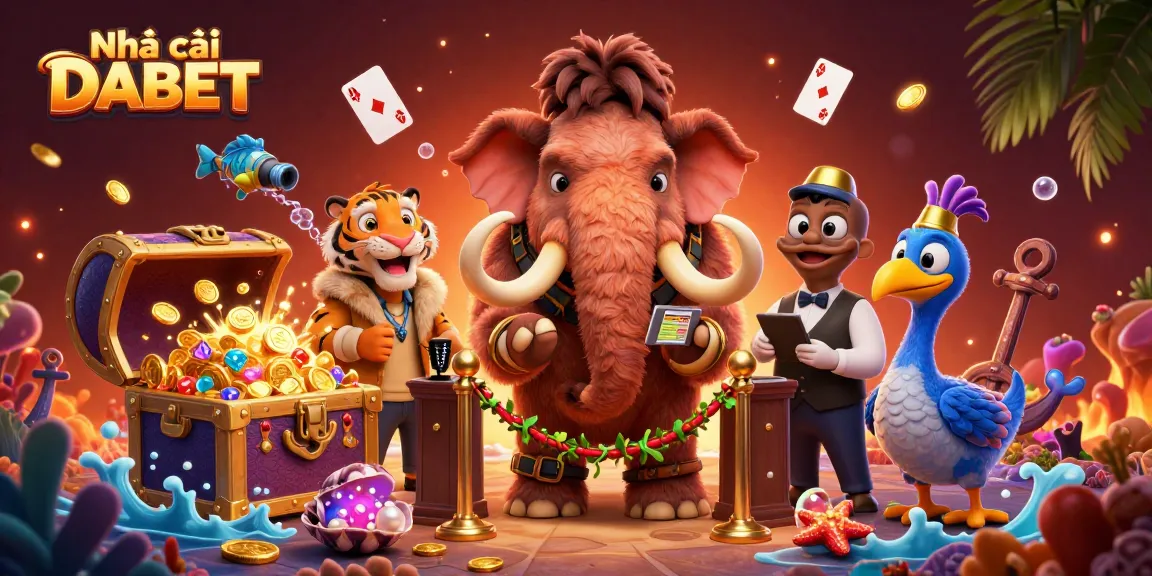 Experience the dynamic world of Nhà cái DABET with a vibrant casino illustration showcasing characters and action.