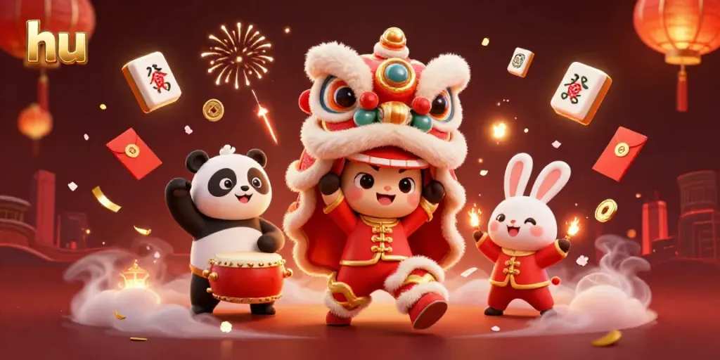 Experience thrilling luck at hu with vibrant casino elements in this festive scene.