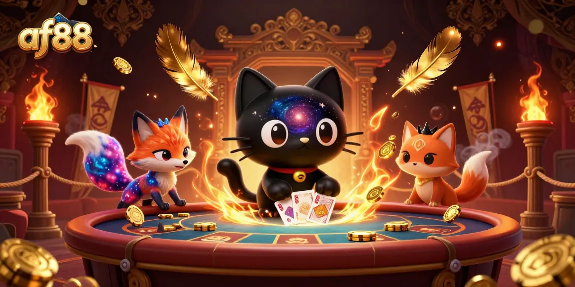 Experience thrilling wins at AF88's dynamic cosmic casino with captivating characters and vibrant game scenes.