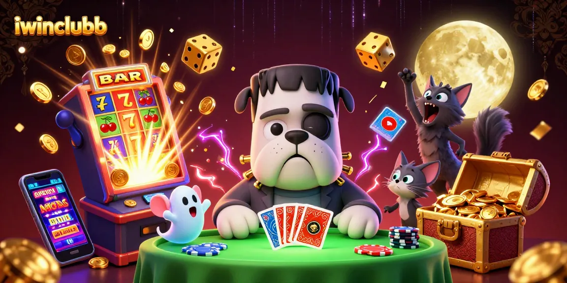 Win big with iwinclubb at the thrilling casino table featuring playful monsters!
