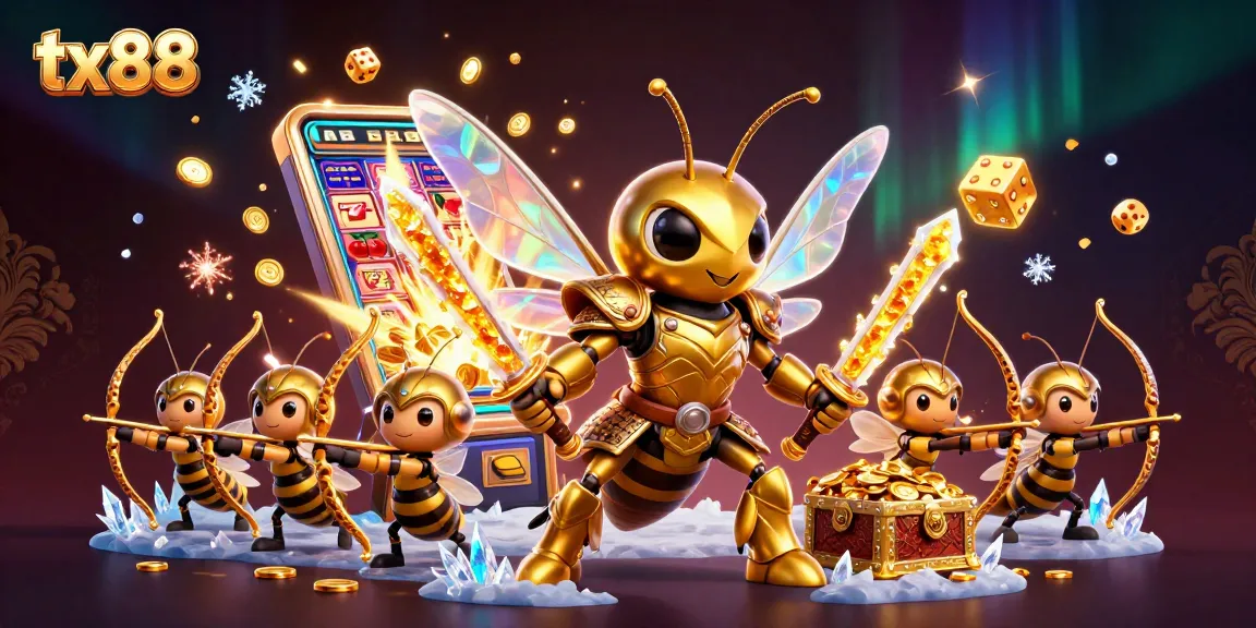 tx88 gamifies the excitement of winning with a stunning 3D illustration of a golden hornet and vibrant casino elements.