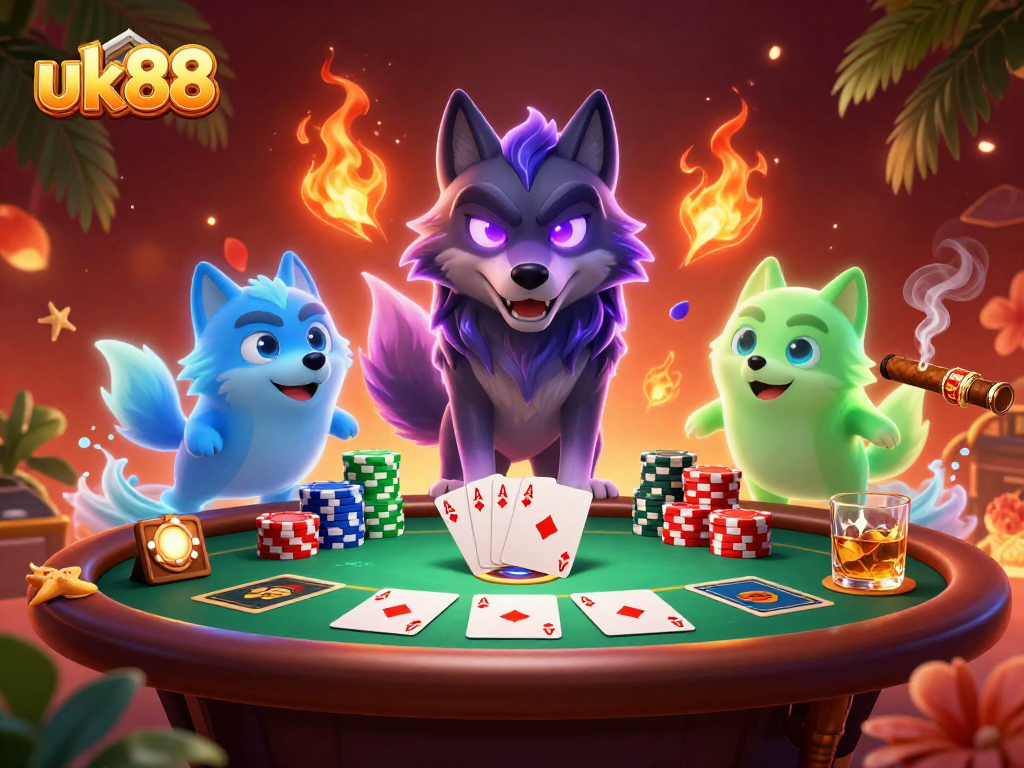 Experience the excitement of uk88 as spectral wolves dominate the casino with poker thrills.