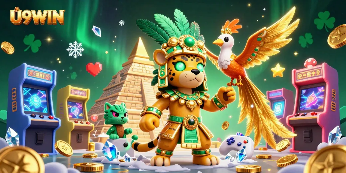 Engage with U9WIN's vibrant Mayan casino scene filled with dynamic game elements and enchanting characters.