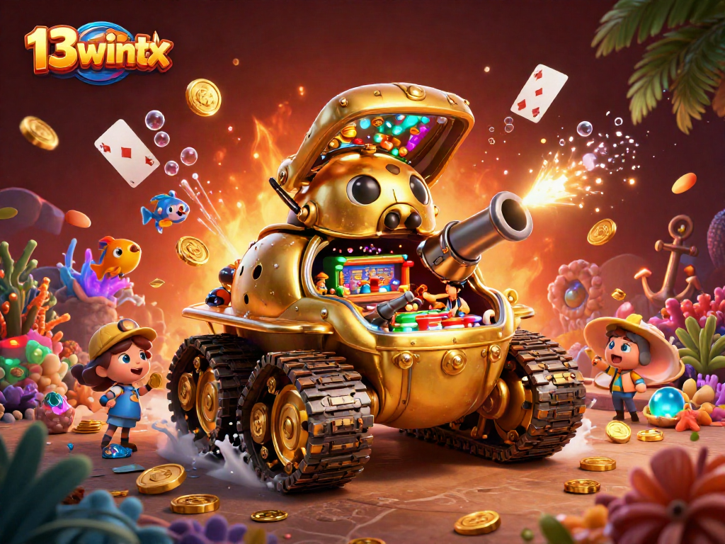 Experience the thrill of 13wintx amidst exploding treasure and animated casino fun!