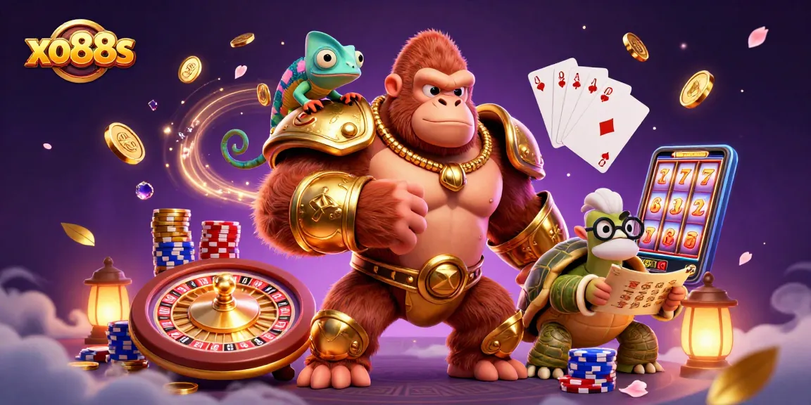 Experience thrilling gambling with xo88s as a powerful gorilla king leads the adventure.