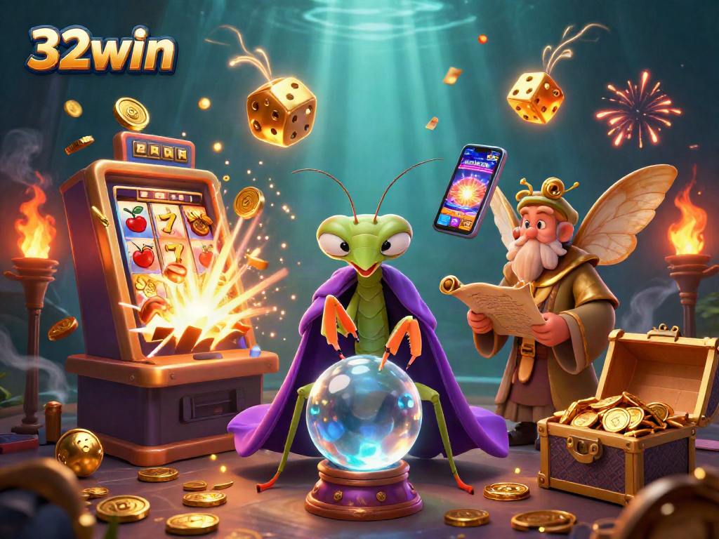 Experience thrilling wins and rich jackpots at 32win casino through this dynamic 3D casino illustration.