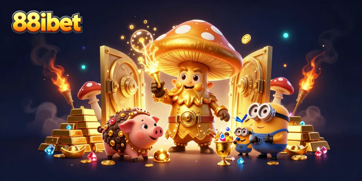 88ibet offers a magical casino experience with golden treasures and whimsical characters.