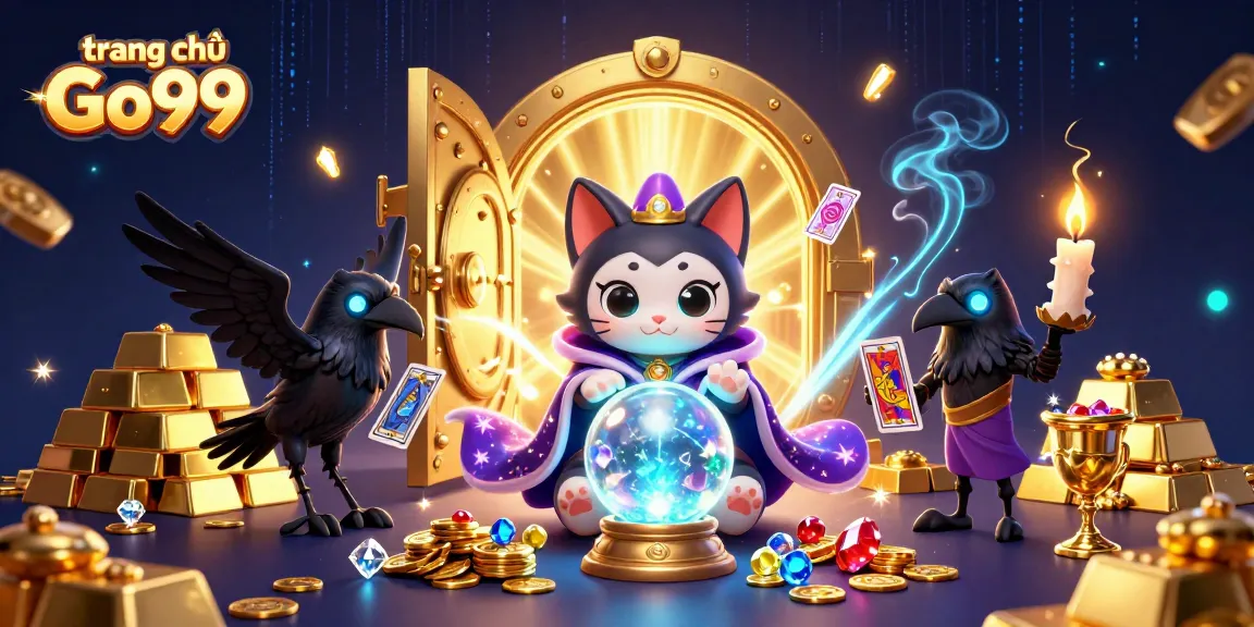 Experience excitement at trang chủ Go99 with vibrant 3D illustration of mystical casino elements converging.