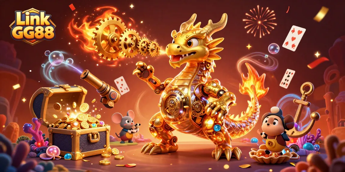 Engage in thrilling fun with Link GG88, showcasing an energetic 3D casino-themed illustration full of exciting game elements.