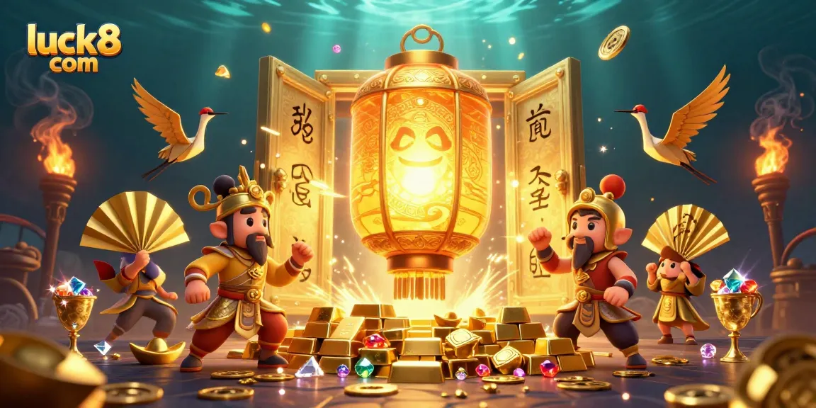 Engage with luck8 com's vibrant 3D casino spirit scene featuring golden treasures and dynamic characters.