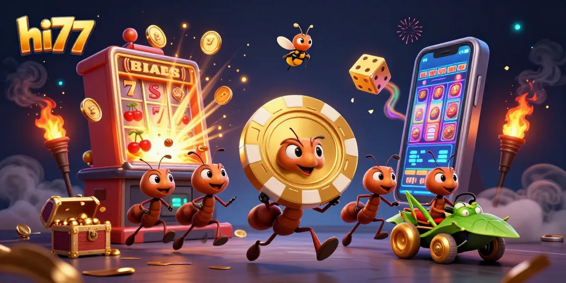 Engage with hi77's dynamic casino world featuring a heist of a golden poker chip.