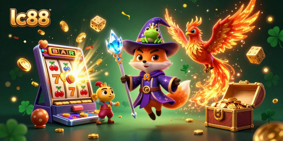 Experience thrilling gaming at lc88 with a wizard fox and a phoenix amidst a jackpot explosion.